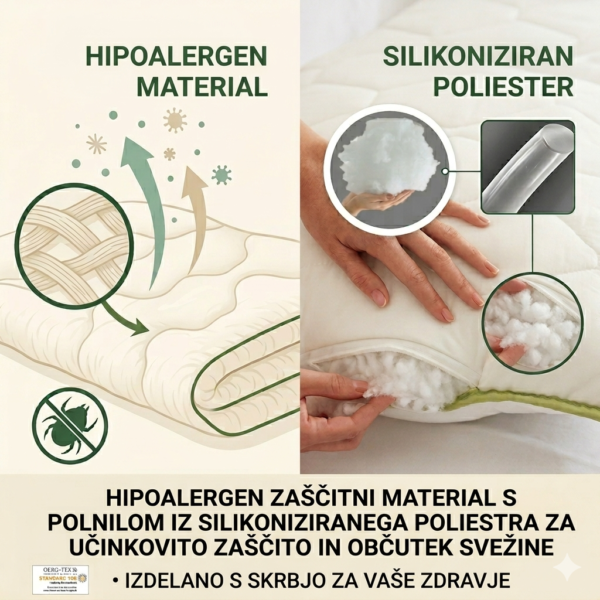 Hipoalergenna materia 1 silikoniziran poliester 12s